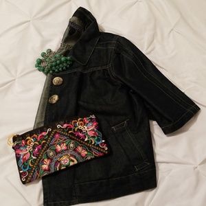 3 Button 3/4 Sleeve Denim Jacket